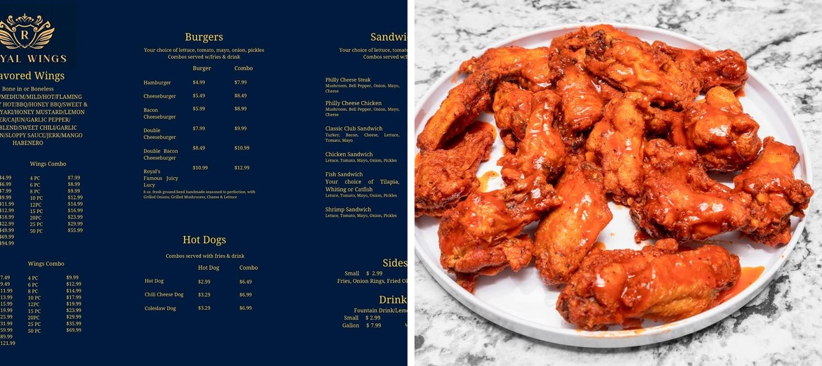 Royal Wings Menu